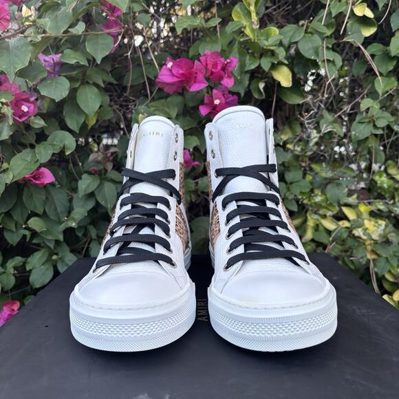 Amiri Sunset High Top Leather Sneakers Leopard Calfhair White Sz 40 main image 6
